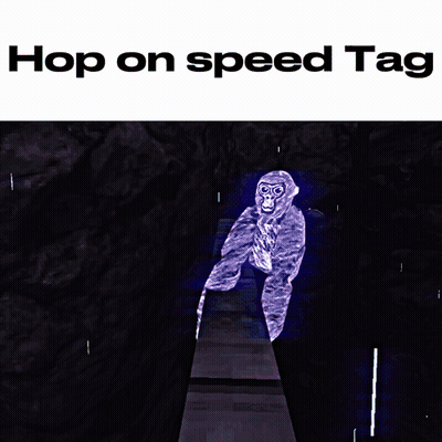 A Poster That Says Hop On Speed Tag With A Purple Object In The Background GIF
