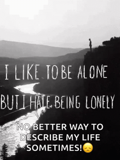 A Poster That Says I Like To Be Alone But I Hate Being Lonely Sometimes GIF