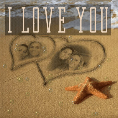 A Poster That Says I Love You With A Starfish In The Foreground GIF