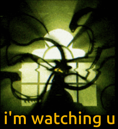 A Poster That Says I 'M Watching U In Yellow Letters GIF