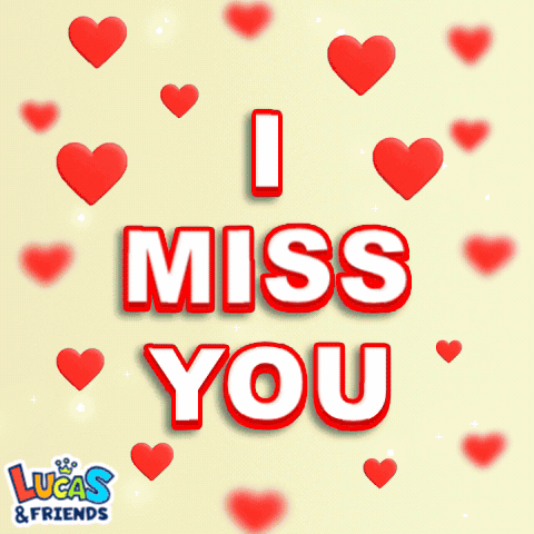 A Poster That Says I Miss You With Hearts Around It GIF