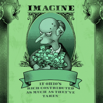 A Poster That Says Imagine If Ohio 'S Rich Contributed As Much As Theyve Taken GIF