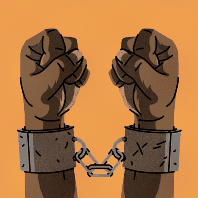 A Poster That Says " Is Free " With A Fist In The Foreground GIF