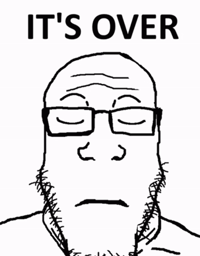 A Poster That Says It 'S Over Just Getting Started With A Man Wearing Glasses GIF