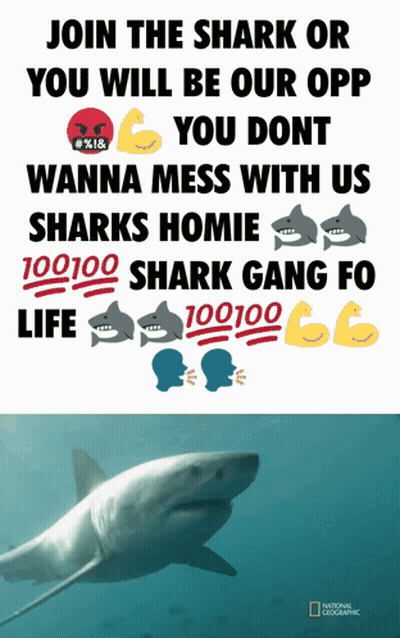 A Poster That Says Join The Shark Or You Will Be Our Opp On It GIF
