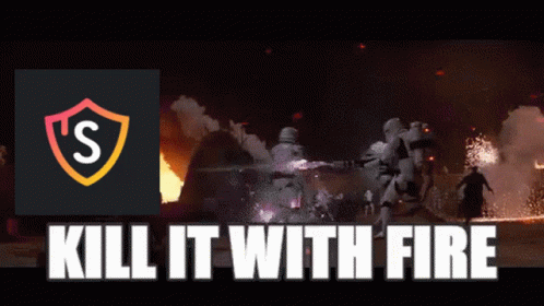A Poster That Says Kill It With Fire And Has A Shield On It GIF