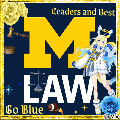 A Poster That Says Leaders And Best Law With A Girl On It GIF