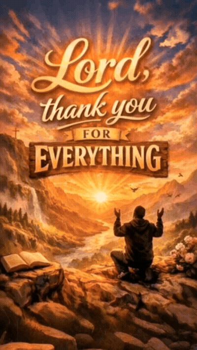 A Poster That Says Lord Thank You For Everything With A Man Praying GIF
