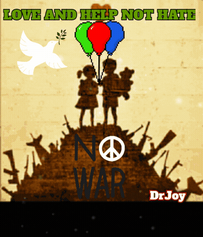 A Poster That Says " Love And Help Not Hate " On It GIF