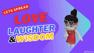 A Poster That Says Love Laughter And Wisdom With A Doll GIF