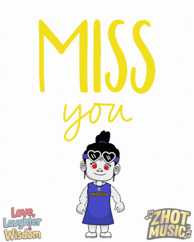 A Poster That Says Miss You With A Cartoon Character On It GIF