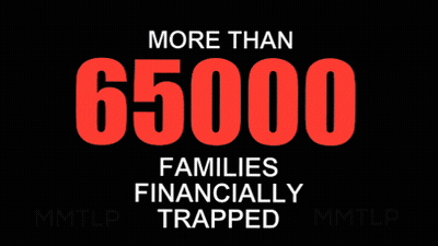 A Poster That Says More Than 65,000 Families Financially Trapped GIF