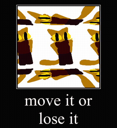 A Poster That Says Move It Or Lose It With A Picture Of A Cat GIF