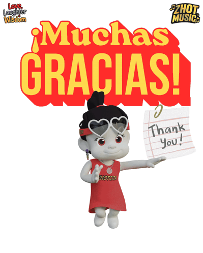 A Poster That Says Muchas Gracias With A Cartoon Character GIF