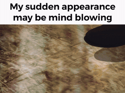 A Poster That Says " My Sudden Appearance May Be Mind Blowing " On The Top GIF