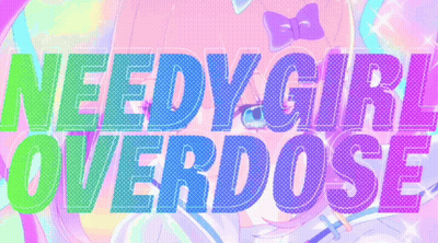 A Poster That Says Needy Girl Overdose With A Girl With A Bow On Her Head GIF