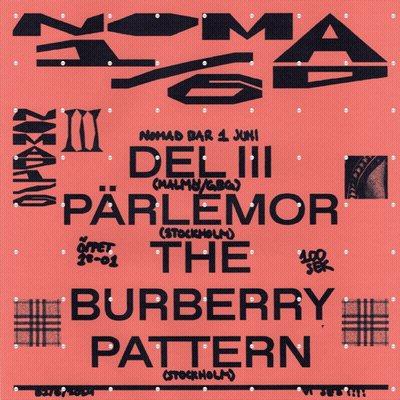 A Poster That Says Nomad Bar 4 Juni Del Iii Parlemor The Burberry Pattern GIF
