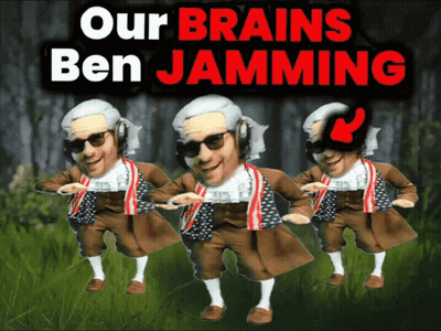 A Poster That Says Our Brains Ben Jamming With Cartoon Characters GIF