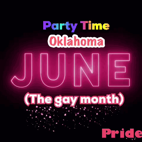 A Poster That Says Party Time Oklahoma June GIF