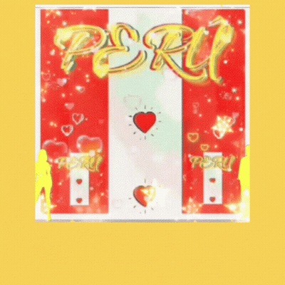 A Poster That Says Peru With Hearts And Stars GIF
