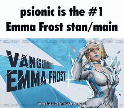 A Poster That Says Psionic Is The # 1 Emma Frost Stan / Main On It GIF
