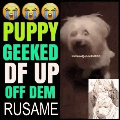 A Poster That Says Puppy Geeked Df Up Off Dem GIF