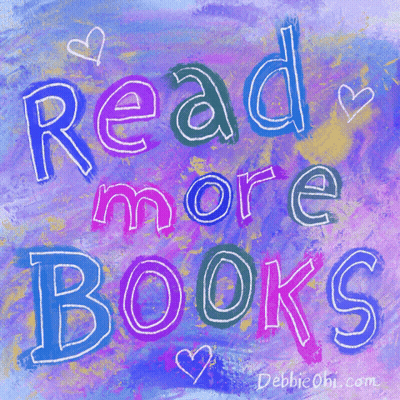 A Poster That Says Read More Books With Hearts On It GIF