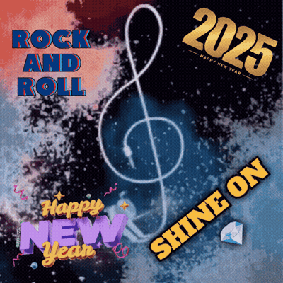 A Poster That Says Rock And Roll Happy New Year GIF