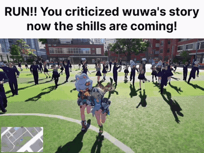 A Poster That Says Run You Criticized Wuwa 'S Story Now The Shills Are Coming GIF