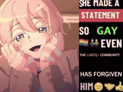 A Poster That Says She Made A Statement So Gay Has Forgiven Him GIF
