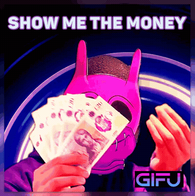 A Poster That Says Show Me The Money With A Person Holding A Bunch Of Money GIF