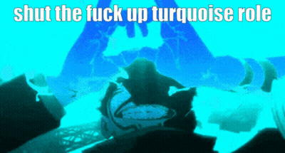 A Poster That Says Shut The Fuck Up Turquoise Role On It GIF