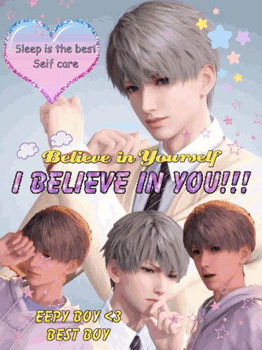A Poster That Says Sleep Is The Best Self Care Believe In Yourself I Believe In You GIF