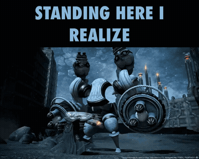 A Poster That Says " Standing Here I Realize " GIF