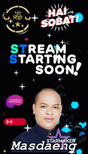 A Poster That Says Stream Starting Soon With A Man GIF