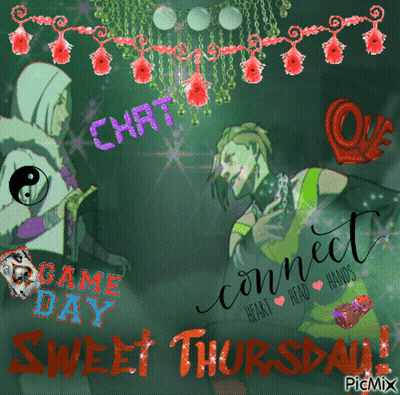 A Poster That Says Sweet Thursday And Chat Heart Head Hands GIF