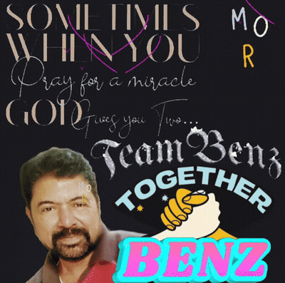 A Poster That Says Team Benz Together With A Man GIF