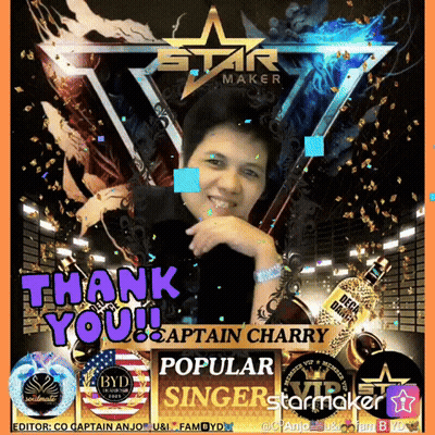 A Poster That Says ' Thank You Captain Charry Popular Singer Starmaker ' GIF