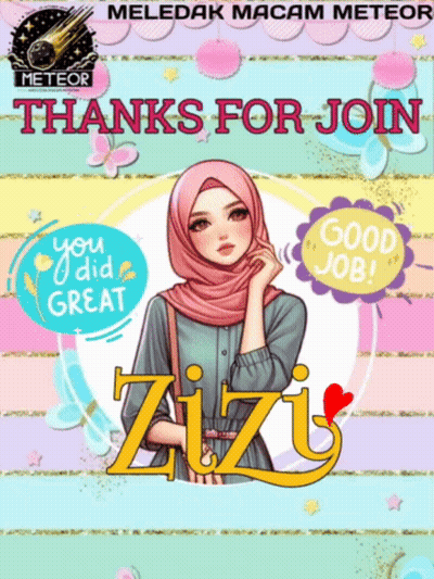 A Poster That Says " Thanks For Join " With A Girl In A Pink Hijab GIF