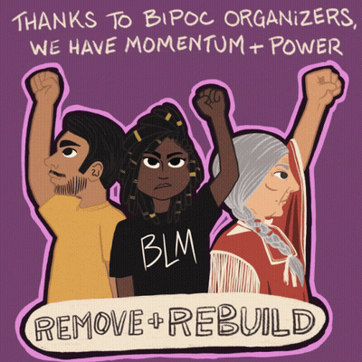A Poster That Says Thanks To Bipoc Organizers We Have Momentum + Power Remove + Rebuild GIF