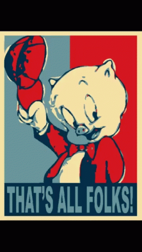 A Poster That Says That 'S All Folks With A Cartoon Pig GIF