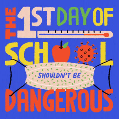 A Poster That Says The First Day Of School Should Not Be Dangerous GIF