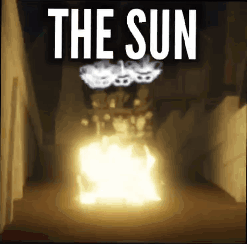 A Poster That Says The Sun On It With A Fire In The Background GIF