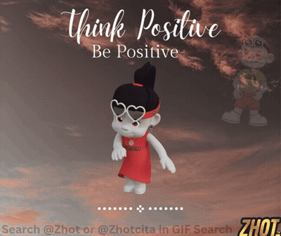 A Poster That Says Think Positive Be Positive With A Girl Wearing Sunglasses GIF