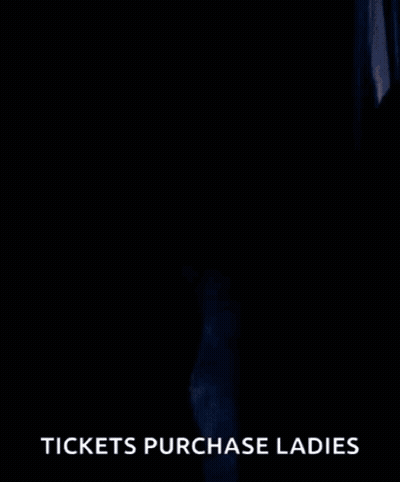A Poster That Says Tickets Purchase Ladies With A Man Wearing A Mask GIF
