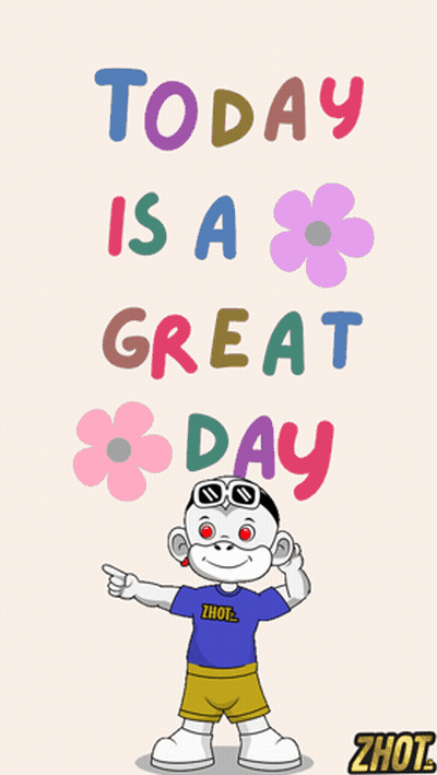A Poster That Says Today Is A Great Day With A Cartoon Character GIF