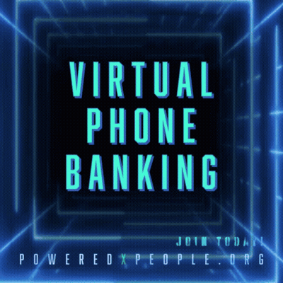 A Poster That Says Virtual Phone Banking In Blue GIF