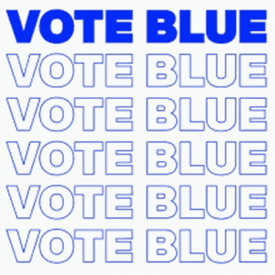 A Poster That Says Vote Blue On It GIF