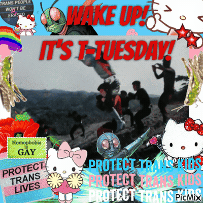A Poster That Says " Wake Up It 'S T-Tuesday " On It GIF