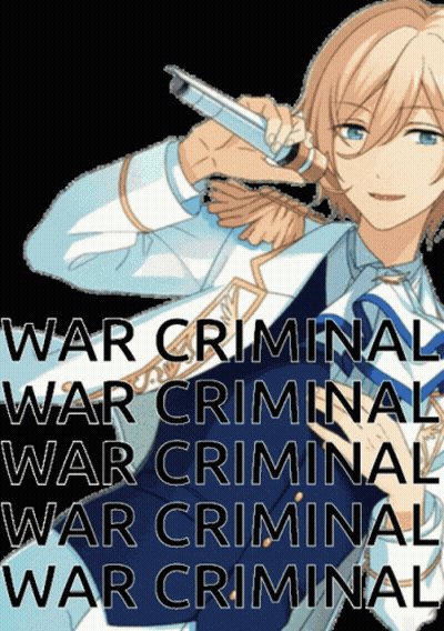 A Poster That Says War Criminal War Criminal War Criminal War Criminal War Criminal War Criminal War Criminal War Crimin GIF